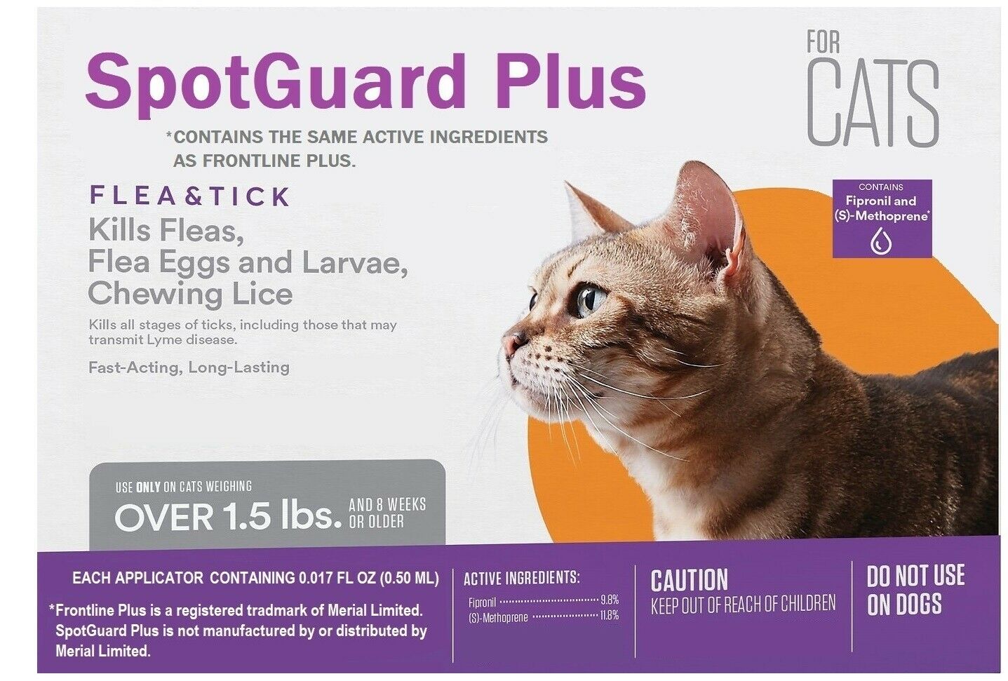 5 Doses Generic Frontline Plus For Cats Flea Tick 5 Month Supply See Description