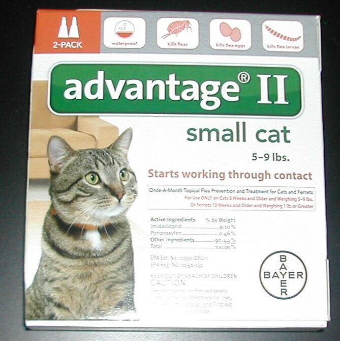 Bayer Advantage Ii For Small Cats 5-9 Lbs (2 Pack) Comes W/box 100% Genuine!!!